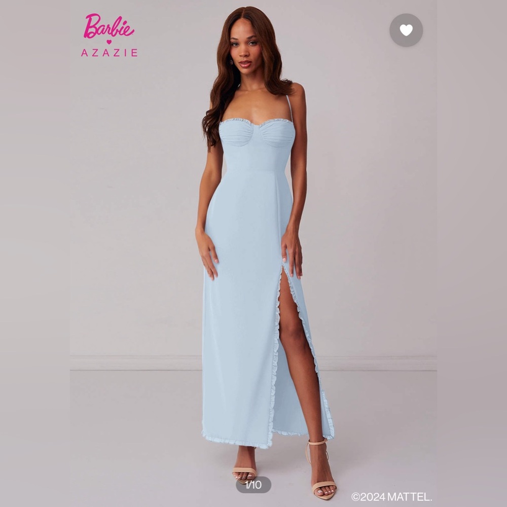 Barbie x Azazie Lace Up Chiffon bridesmaids dress in mist size A4